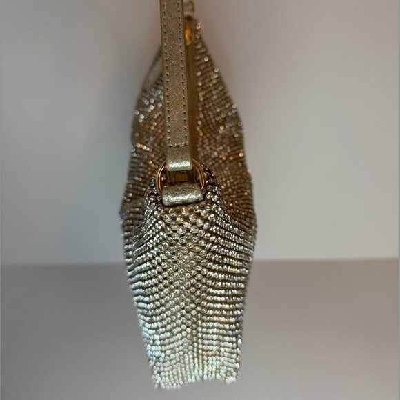 Loeffler Randall Gold Rhinestone Mesh Baguette Bag - Picture 12 of 13